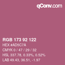颜色代码: RGB 173 92 122 | qconv.com