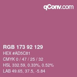 颜色代码: RGB 173 92 129 | qconv.com