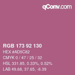 颜色代码: RGB 173 92 130 | qconv.com