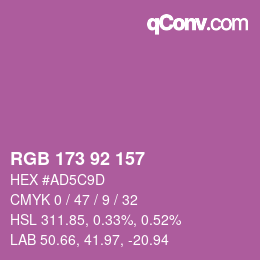 颜色代码: RGB 173 92 157 | qconv.com
