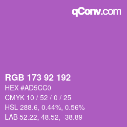 カラーコード: RGB 173 92 192 | qconv.com