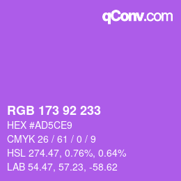 Color code: RGB 173 92 233 | qconv.com