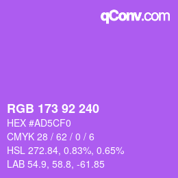 颜色代码: RGB 173 92 240 | qconv.com