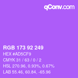 カラーコード: RGB 173 92 249 | qconv.com