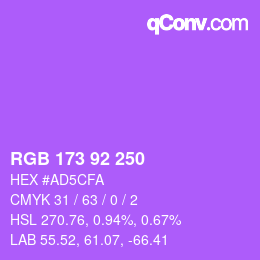 颜色代码: RGB 173 92 250 | qconv.com