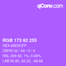 カラーコード: RGB 173 92 255 | qconv.com