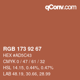 カラーコード: RGB 173 92 67 | qconv.com