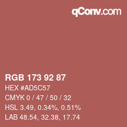 颜色代码: RGB 173 92 87 | qconv.com