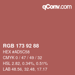 颜色代码: RGB 173 92 88 | qconv.com