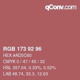 カラーコード: RGB 173 92 96 | qconv.com