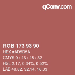 Color code: RGB 173 93 90 | qconv.com