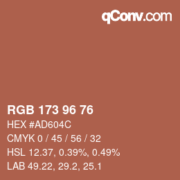 Color code: RGB 173 96 76 | qconv.com