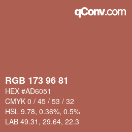 Farbcode: RGB 173 96 81 | qconv.com