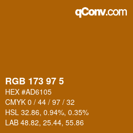 カラーコード: RGB 173 97 5 | qconv.com