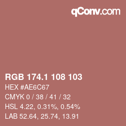 カラーコード: RGB 174.1 108 103 | qconv.com
