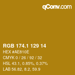 カラーコード: RGB 174.1 129 14 | qconv.com