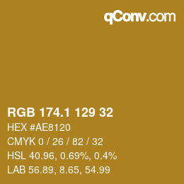 カラーコード: RGB 174.1 129 32 | qconv.com
