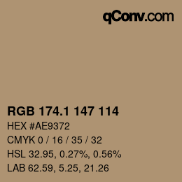 カラーコード: RGB 174.1 147 114 | qconv.com