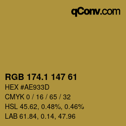 カラーコード: RGB 174.1 147 61 | qconv.com