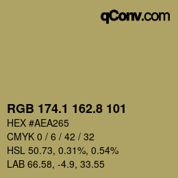 Color code: RGB 174.1 162.8 101 | qconv.com