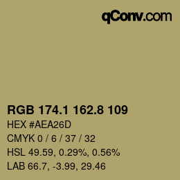 Color code: RGB 174.1 162.8 109 | qconv.com