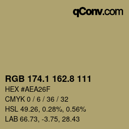 Color code: RGB 174.1 162.8 111 | qconv.com