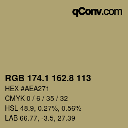 カラーコード: RGB 174.1 162.8 113 | qconv.com