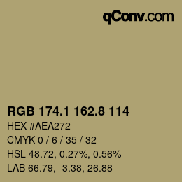 カラーコード: RGB 174.1 162.8 114 | qconv.com