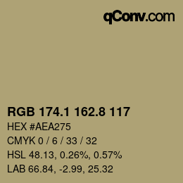Color code: RGB 174.1 162.8 117 | qconv.com