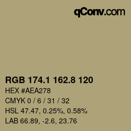 Farbcode: RGB 174.1 162.8 120 | qconv.com