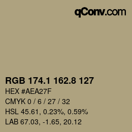 Farbcode: RGB 174.1 162.8 127 | qconv.com