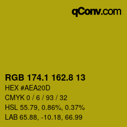 カラーコード: RGB 174.1 162.8 13 | qconv.com