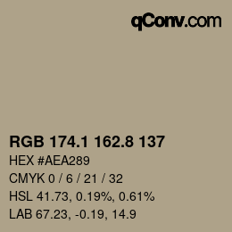 Color code: RGB 174.1 162.8 137 | qconv.com