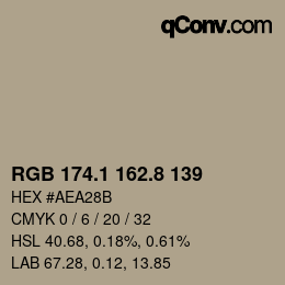 Color code: RGB 174.1 162.8 139 | qconv.com