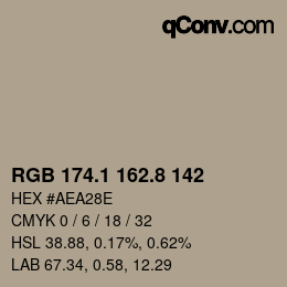Código de color: RGB 174.1 162.8 142 | qconv.com