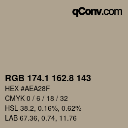 Farbcode: RGB 174.1 162.8 143 | qconv.com