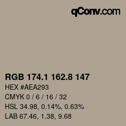 Color code: RGB 174.1 162.8 147 | qconv.com