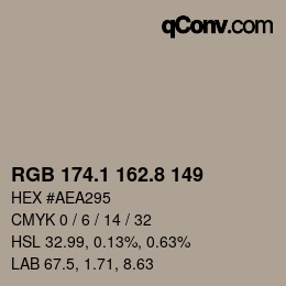 Color code: RGB 174.1 162.8 149 | qconv.com