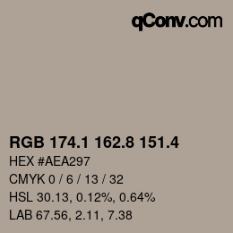 カラーコード: RGB 174.1 162.8 151.4 | qconv.com