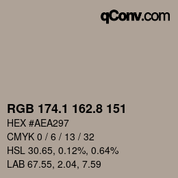 Color code: RGB 174.1 162.8 151 | qconv.com