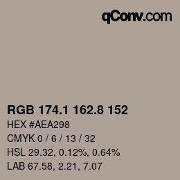 Farbcode: RGB 174.1 162.8 152 | qconv.com
