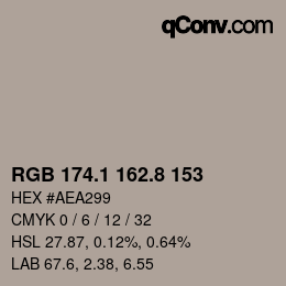 Color code: RGB 174.1 162.8 153 | qconv.com