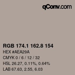 Color code: RGB 174.1 162.8 154 | qconv.com