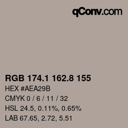 Color code: RGB 174.1 162.8 155 | qconv.com