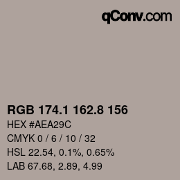 Color code: RGB 174.1 162.8 156 | qconv.com