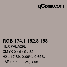 Color code: RGB 174.1 162.8 158 | qconv.com