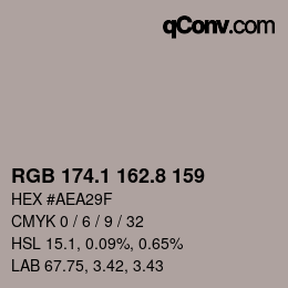 Color code: RGB 174.1 162.8 159 | qconv.com
