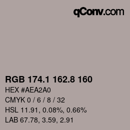 カラーコード: RGB 174.1 162.8 160 | qconv.com