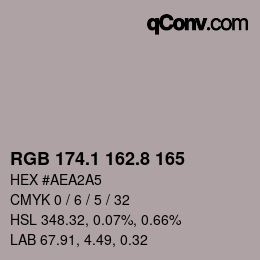 Color code: RGB 174.1 162.8 165 | qconv.com