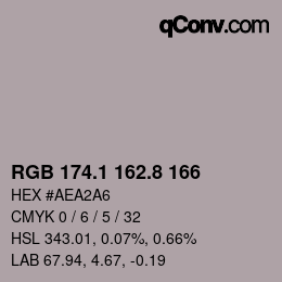 Color code: RGB 174.1 162.8 166 | qconv.com